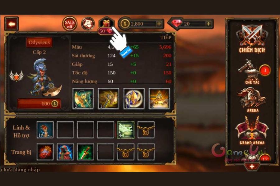 Số dư vô hạn kim cương trong hack epic heroes war.