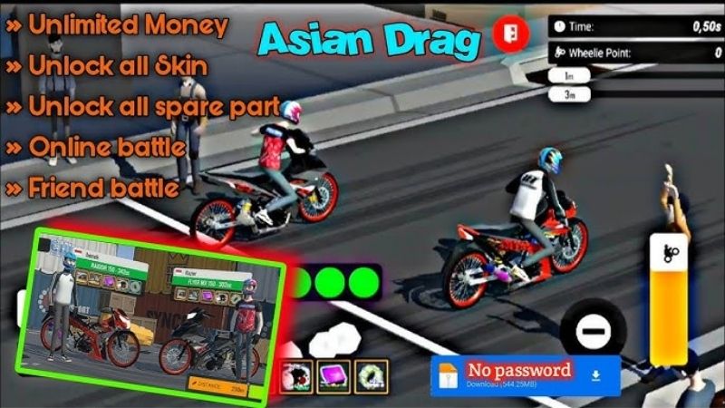 Tính năng đặc biệt của bản Asian Drag Champion Mod Apk.