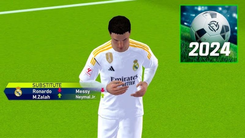 Football League 2024 giao diện thi đấu bóng đá 3D chân thực trên điện thoại.