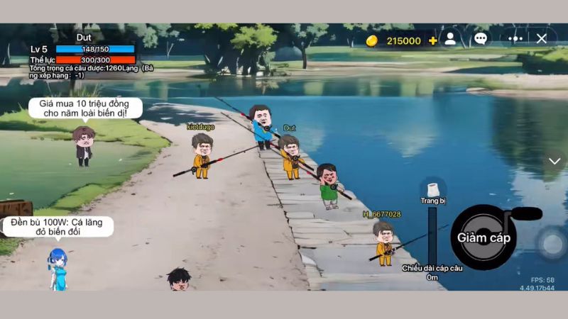 Đồ họa 3D cực đẹp trong game câu cá vạn cân apk.