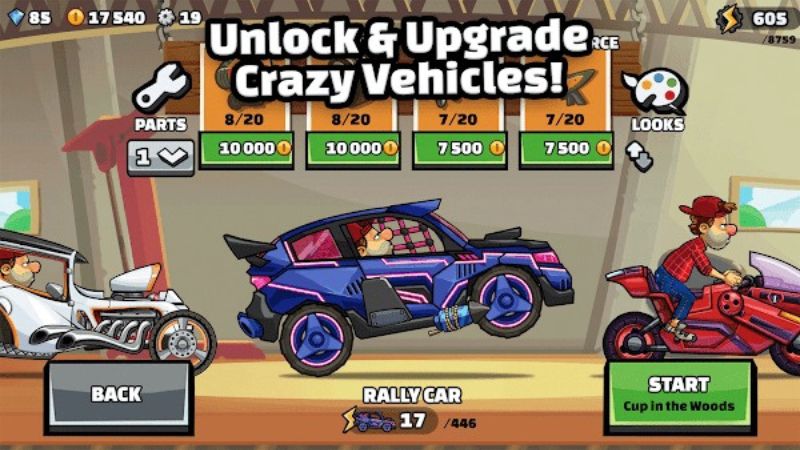 Menu Mod Hill Climb Racing 2 với các tính năng hack VIP
