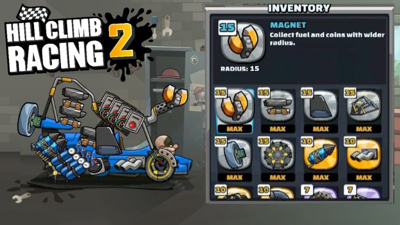 Toàn bộ xe trong hill climb racing 2 mod apk được mở khóa