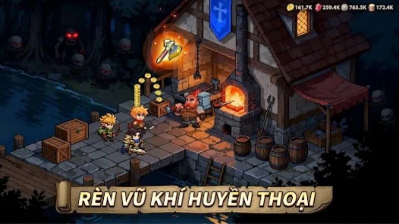 Lò rèn vũ khí cấp cao trong game thời đại anh hùng mod apk.
