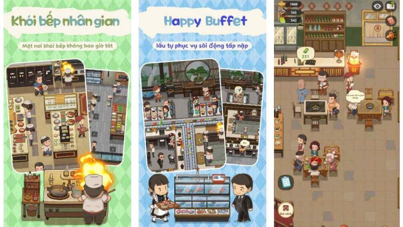 Khu vực buffet lẩu tự chọn đông khách trong tiệm lẩu đường hạnh phúc apk.